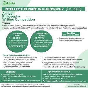 Flier for Intellectus Prize in Philosophy (IPiP 2022)